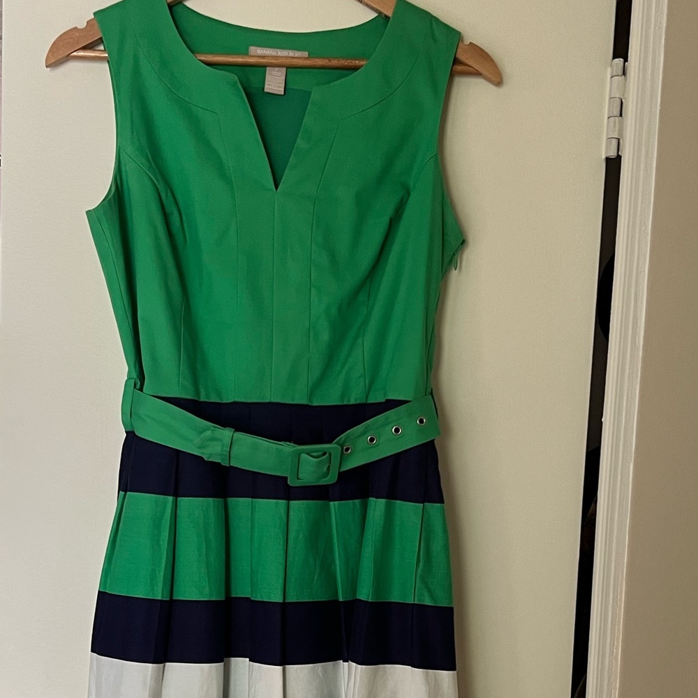 Banana republic A-line green & blue striped sz 4 dress